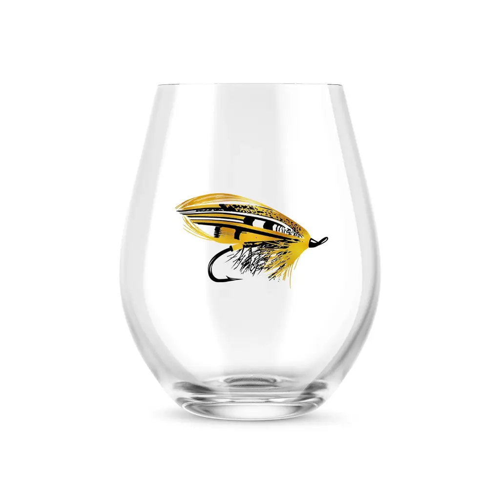 Swung Fly Stemless Wine Glass, Metallic Print.webp