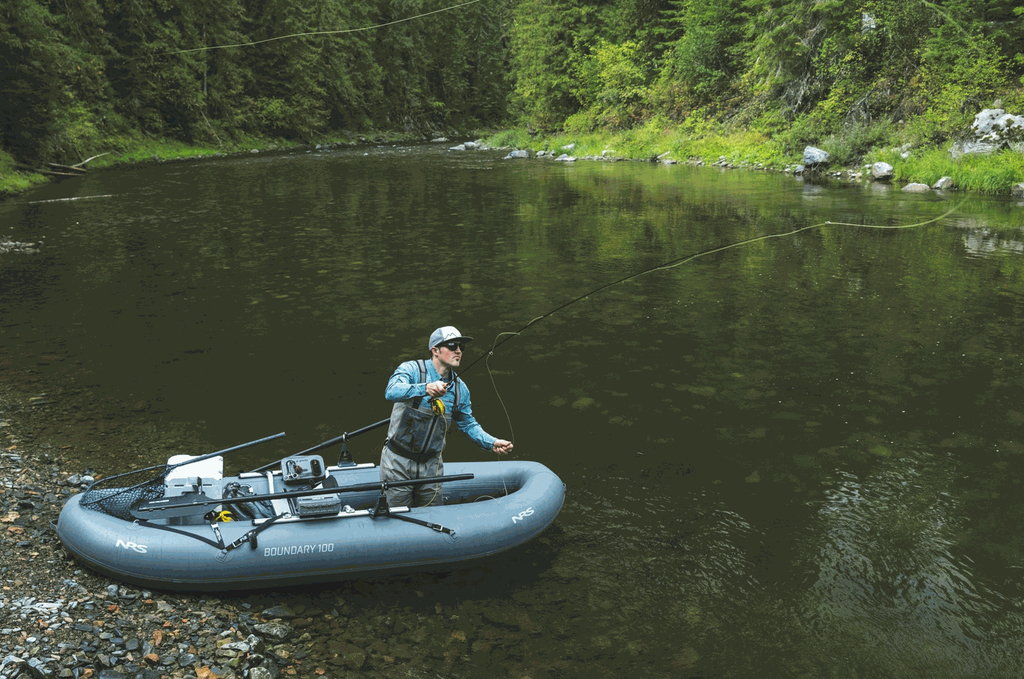 NRS Boundary 100 Personal Fishing Raft_Whitewater_Flyfishing_Adventure_Outdoor_River_Explore_Casting.webp